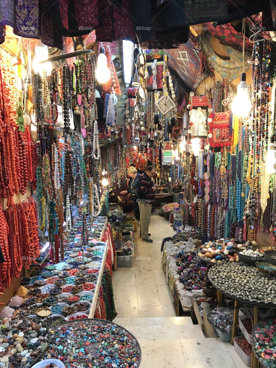 Colorful market in the Christian Quarter of the old City of Jerusalem, Israel. 