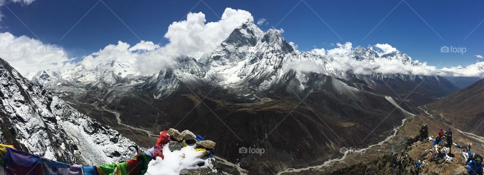 Himalaya panorama at high altitude