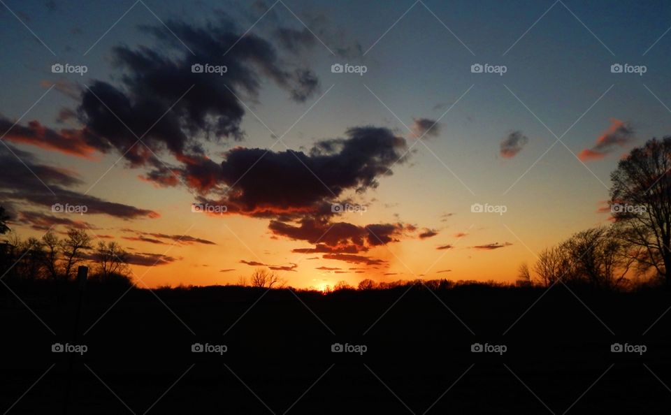 orange sunset landscape silhouette