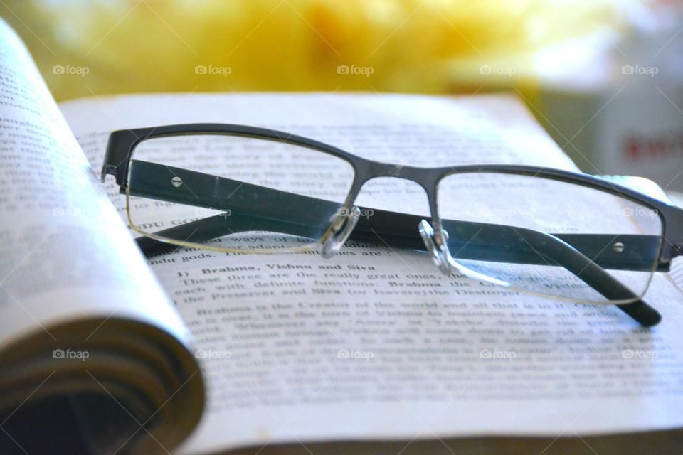 Open book and glasses