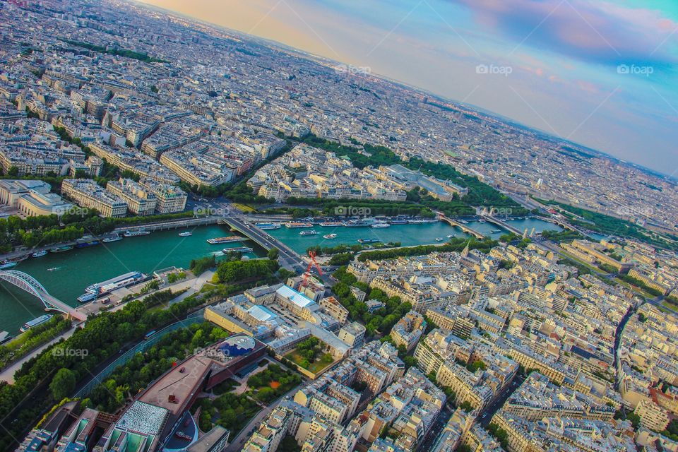 Ariel view of Rhine River Paris  