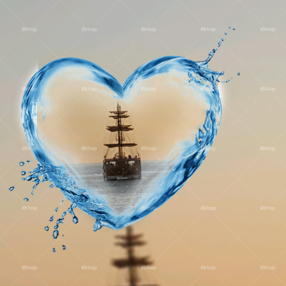 pirate ship in heart