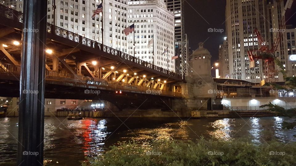 Chicago Waterway.  Night