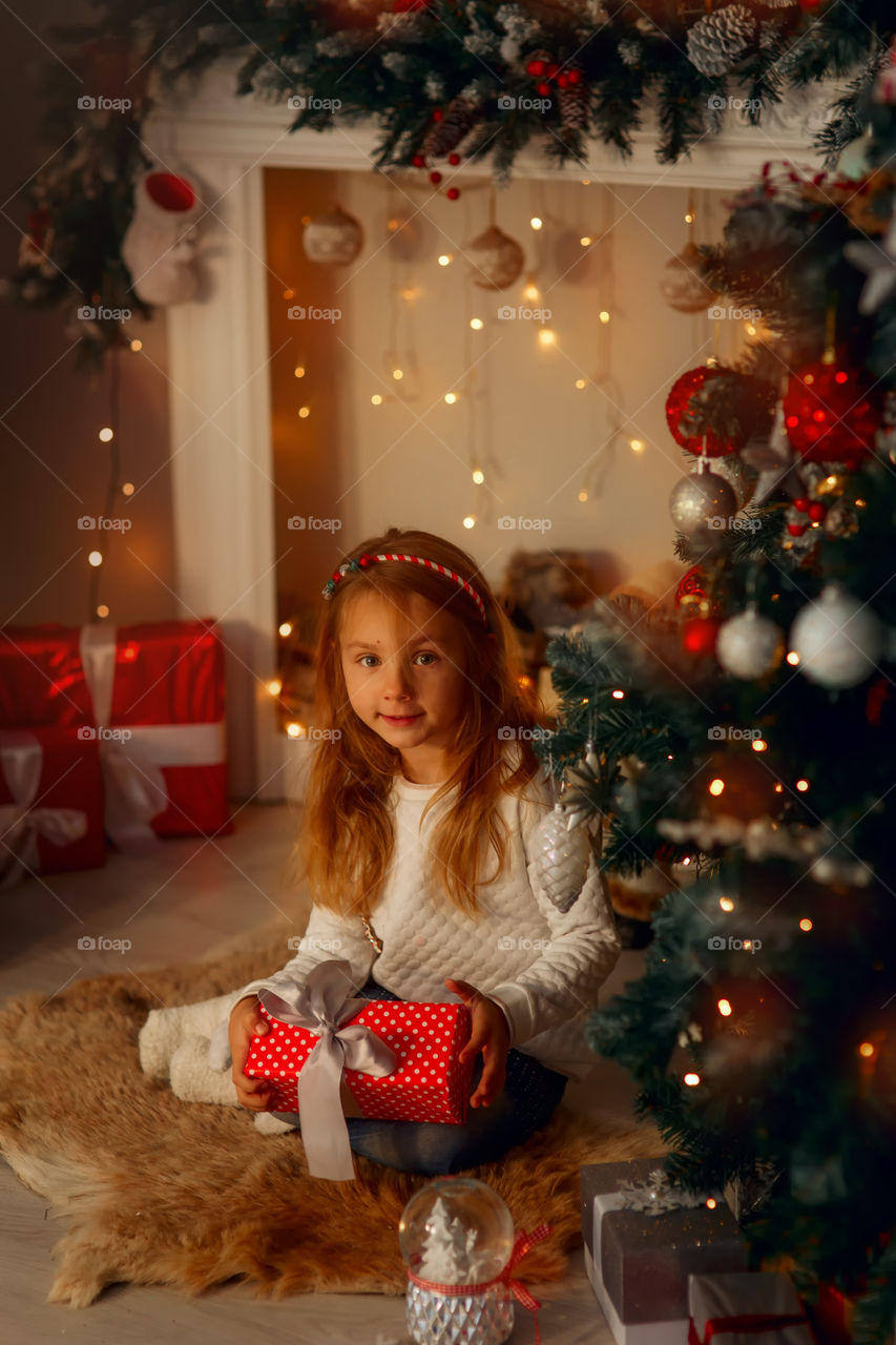 Cute little Girl at Christmas Eve 
