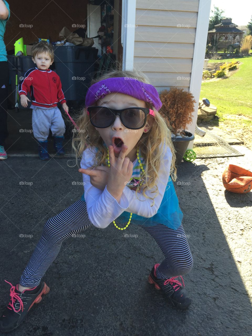 Portrait of girl making funny face