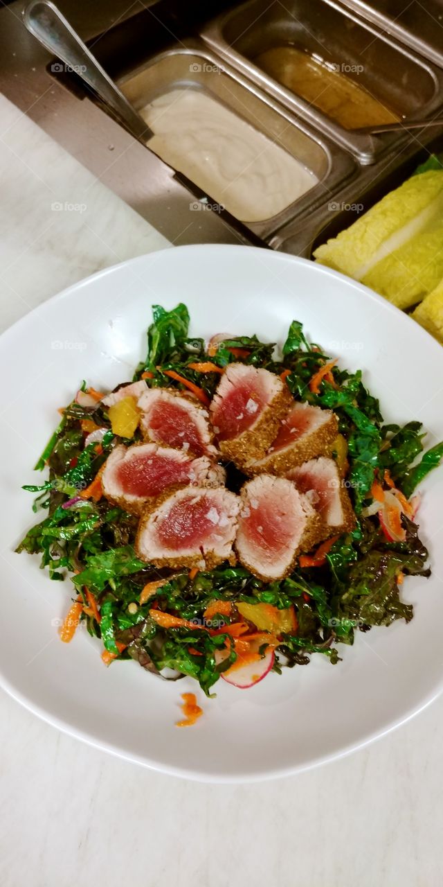 tuna citrus kale salad