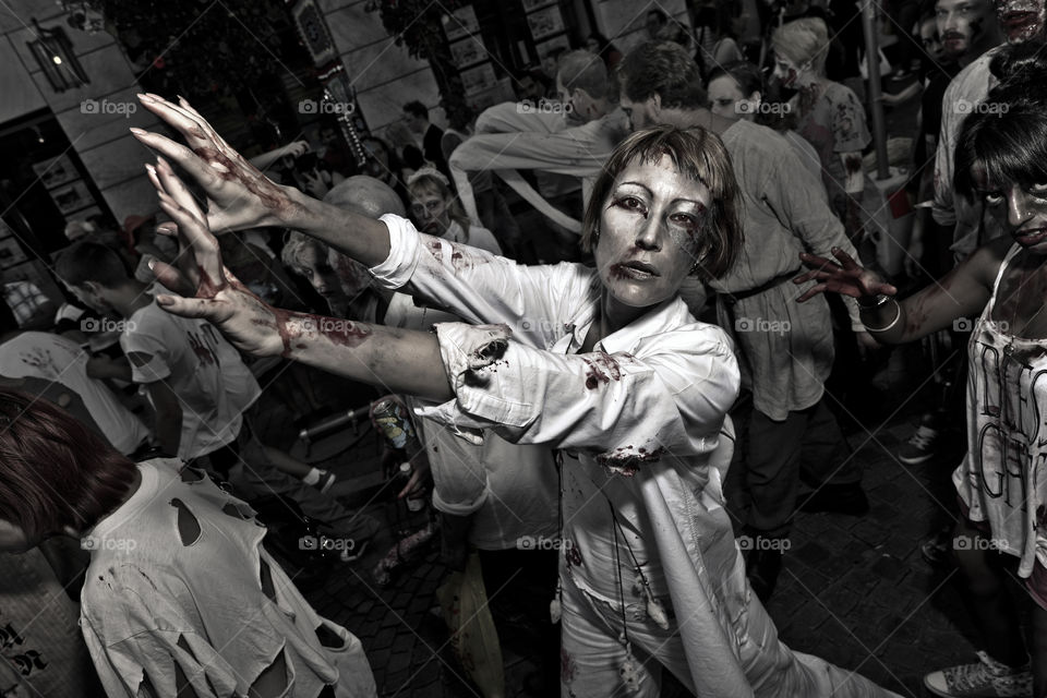 Zombie walk in Sweden. The undead took over the town of Malmö.