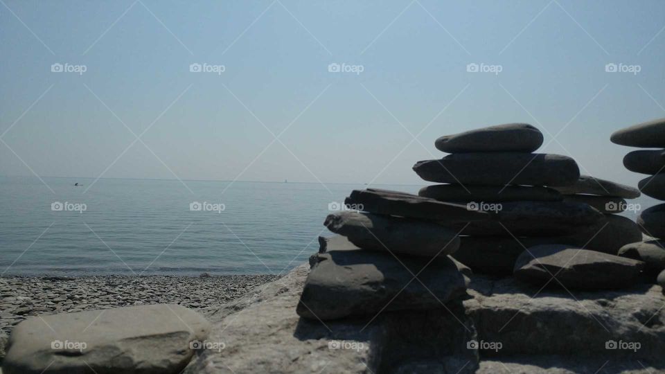 rocks by a lake
