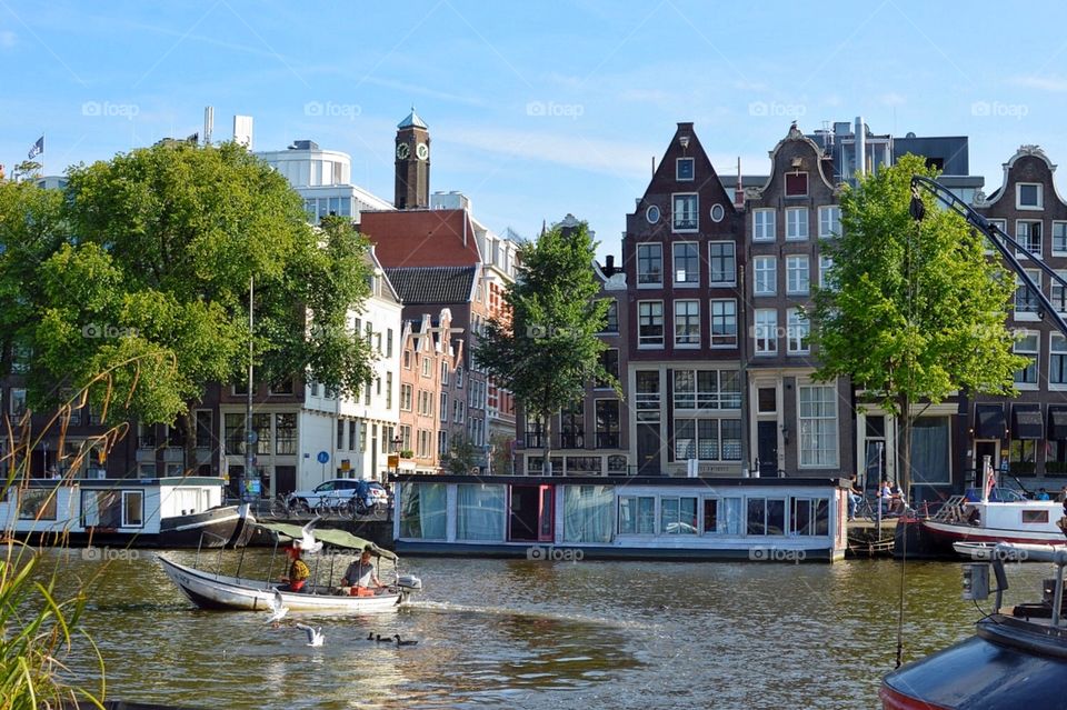 Old buildings and the canals of Amsterdam