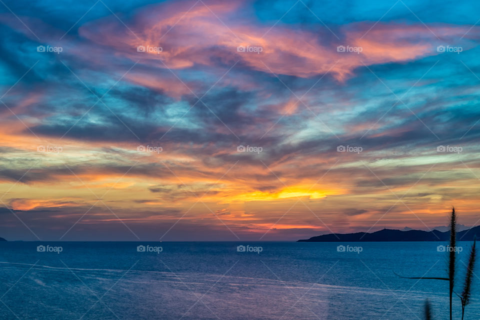 Beautiful sunset and twilight sky moment in Phattaya city Thailand