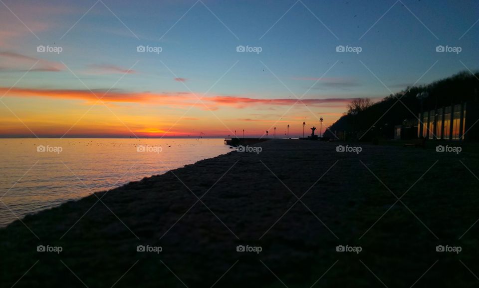 Sunrise over the Baltic sea in Poland