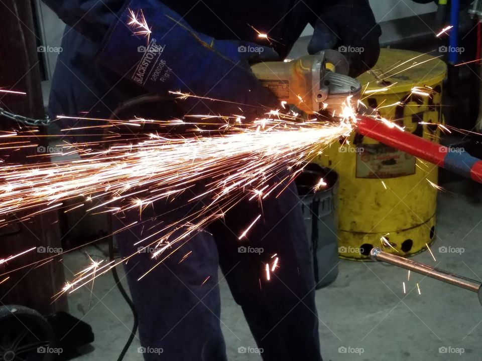 sparks from a welder