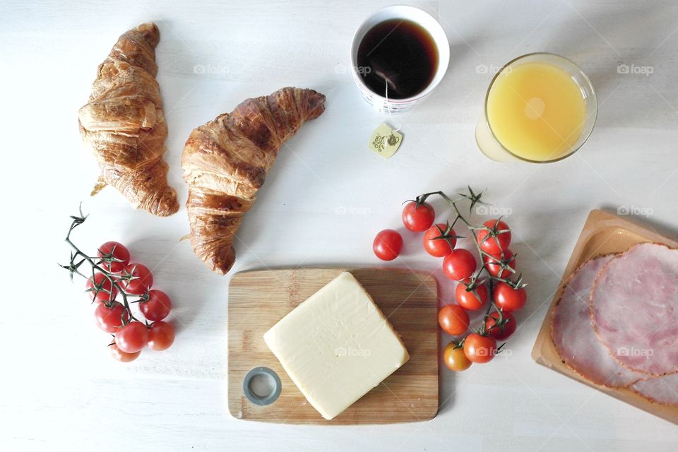 High angle view of breakfast