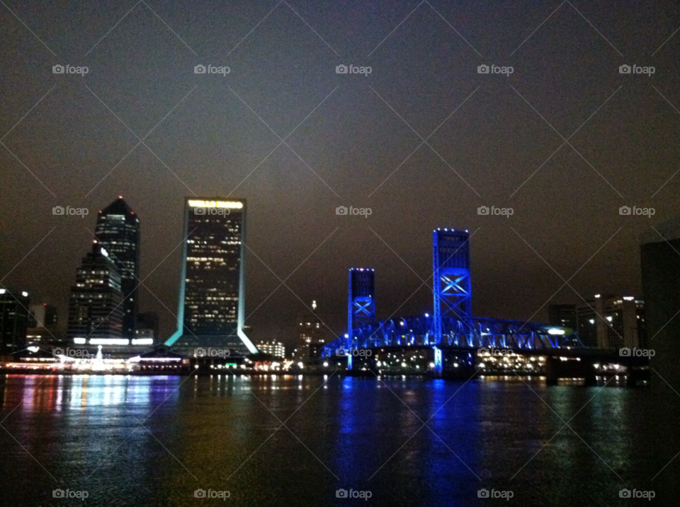blue river lights bridge by dani.freudenmann