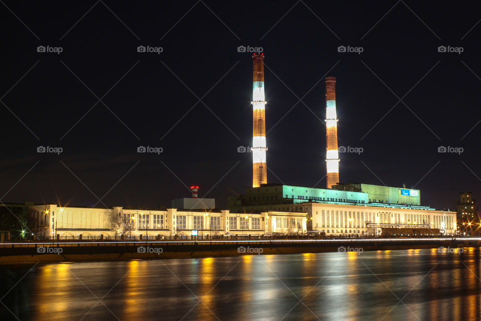 night Moscow city view