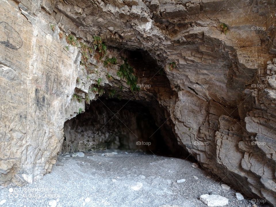 a small hole in a cave