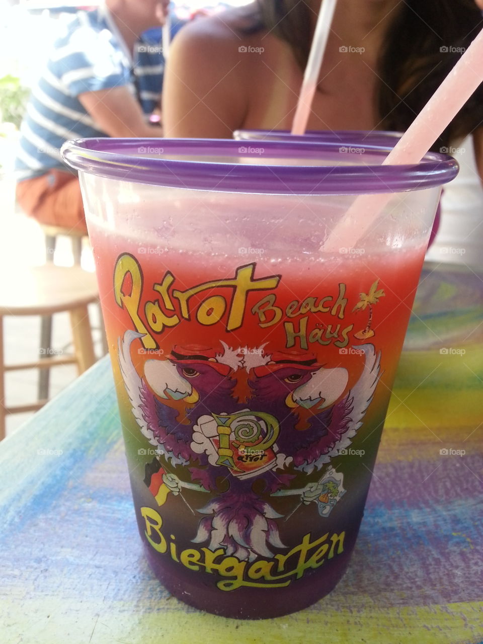 Fruity. a unique cup with a drink at an outdoor bar in Rehoboth beach de