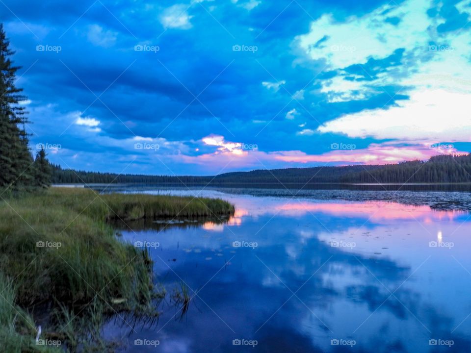 Swan Lake Alberta sunset