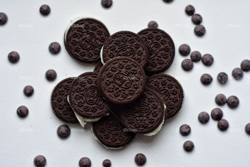 oreo cookies on white background