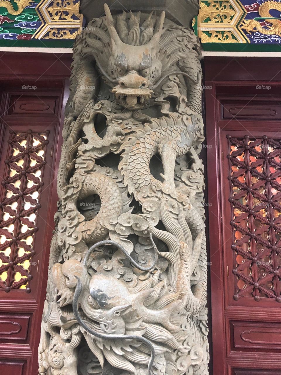 Dragons and Lions at Po Lin Monastery, Ngong Pin Village, Lantau Island, in Hong Kong