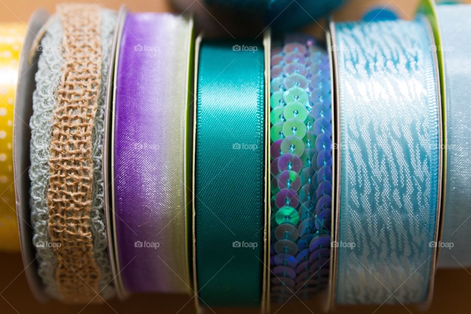 Colorful ribbons in row