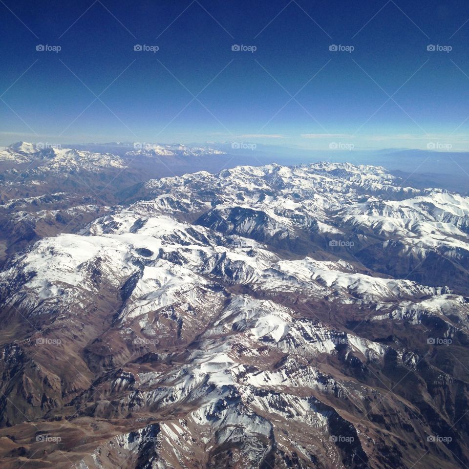 Aerial view of Andes during winter