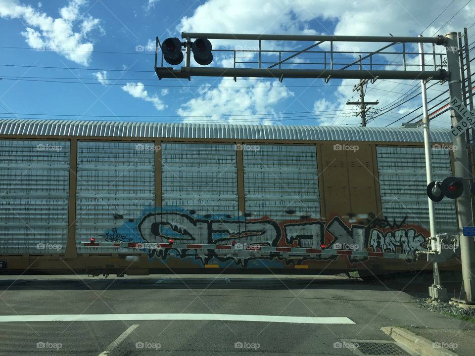 Waiting at the train crossing