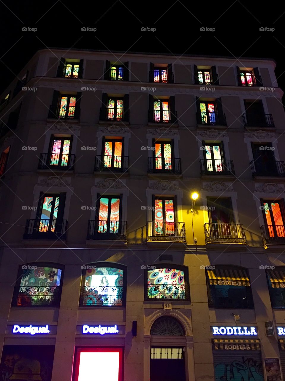 Beautiful building in the narrow street of Madrid