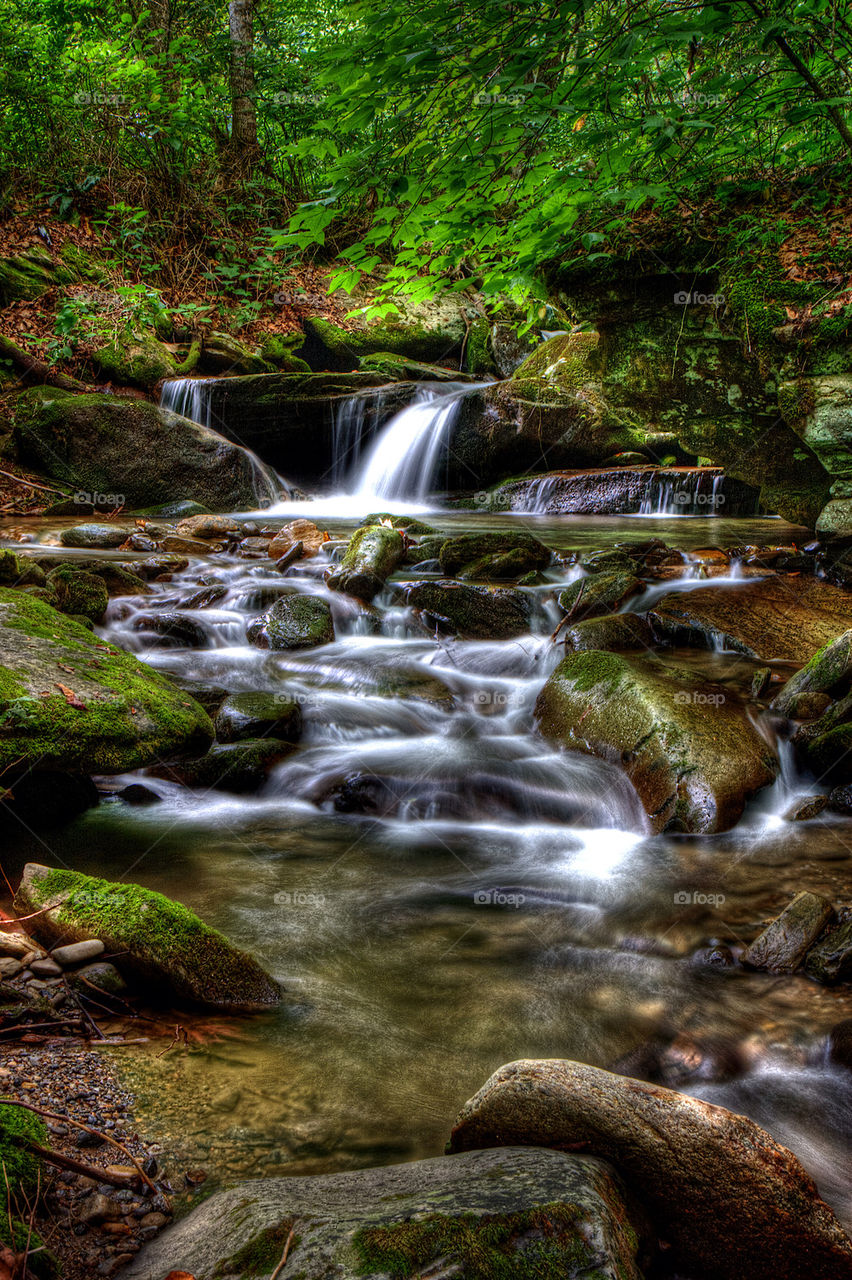 forest waterfall mountains stream by rsallen