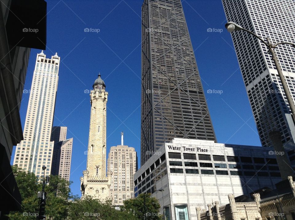 Chicago skyline with water tower and water tower place