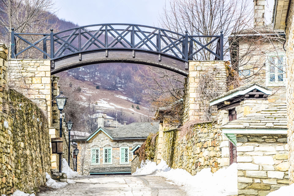 Traditional Snowy Village In Winter
