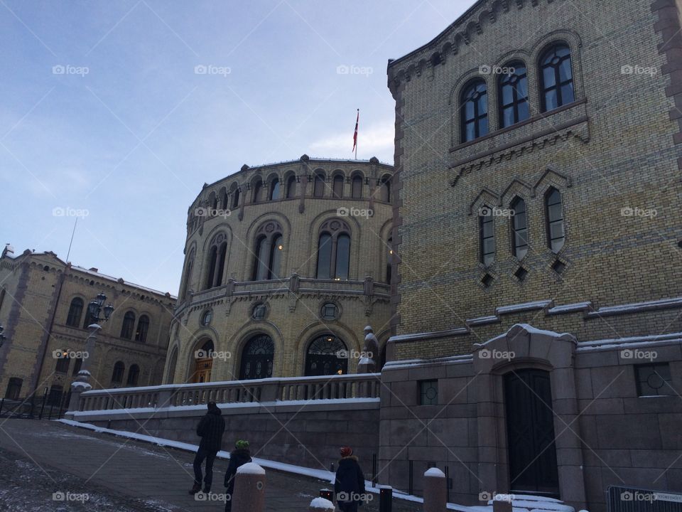 A building in winter