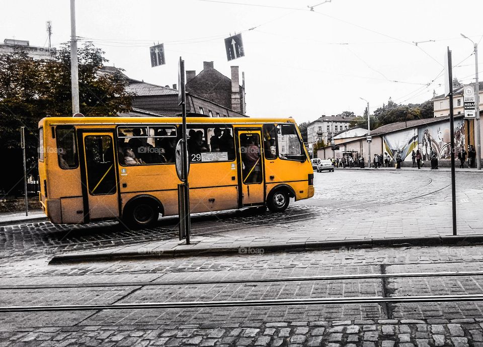 Colorized Yellow Bus