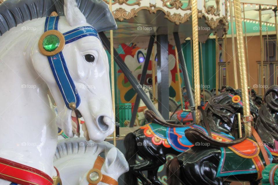 Carousel of colorful horses