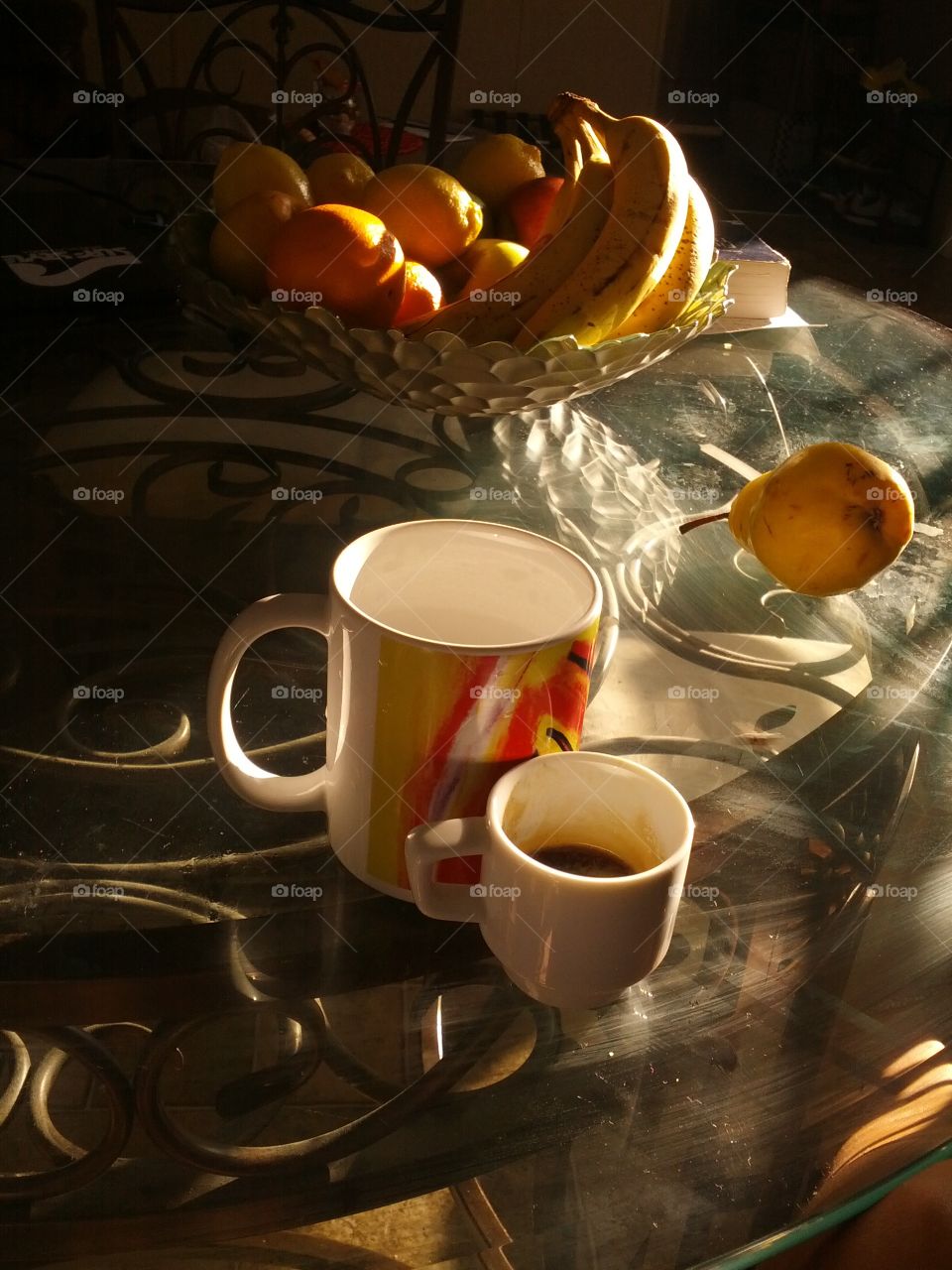 Coffee and fruits at home