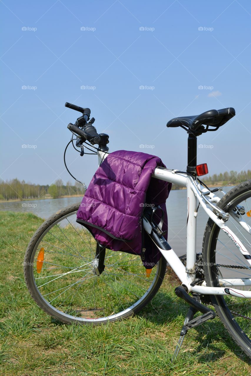 bike on a nature blue sky beautiful background