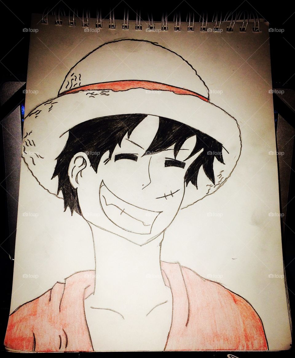 My favorite sketch! Luffy, the pirate that's going to find the buried treasure with his special hat! 