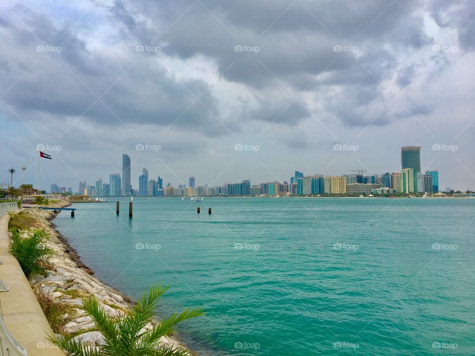 Abudhabi city view, perfect view of the city with clouds on the sky