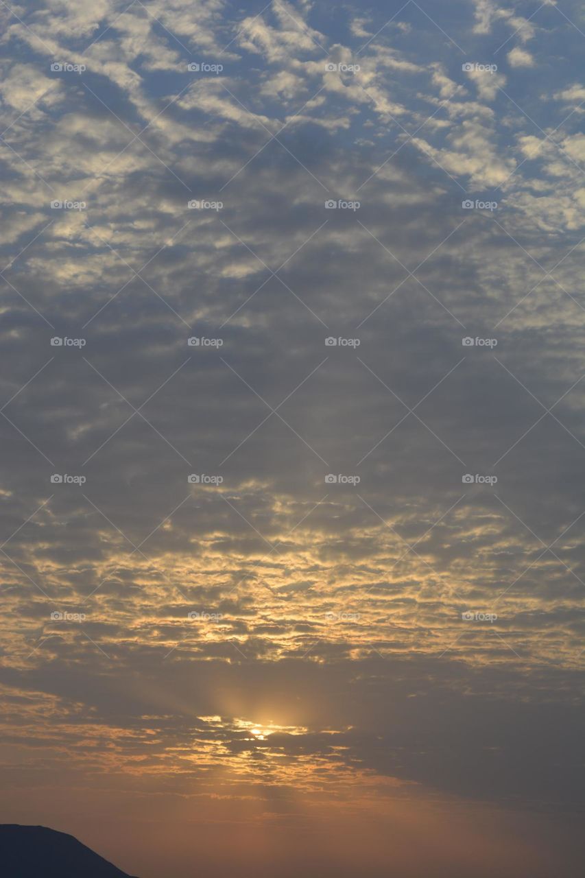 beautiful Sunset landscape with clouds