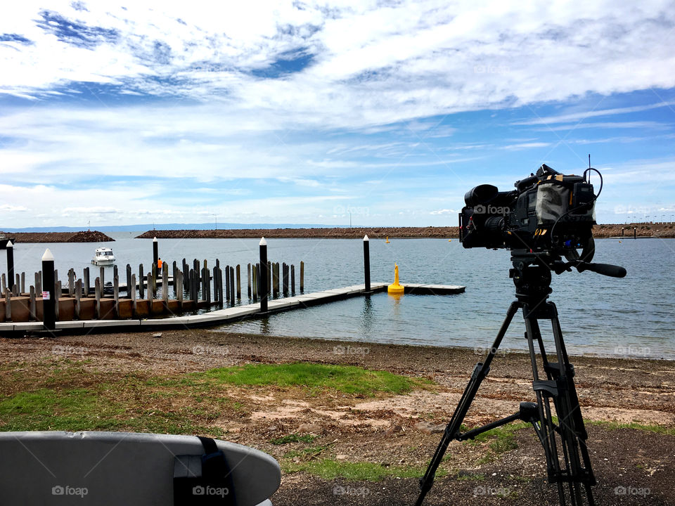 Television film
Camera on tripod facing Marina as sportsfishing boats and their fishing enthusiasts return to weigh in their fish 