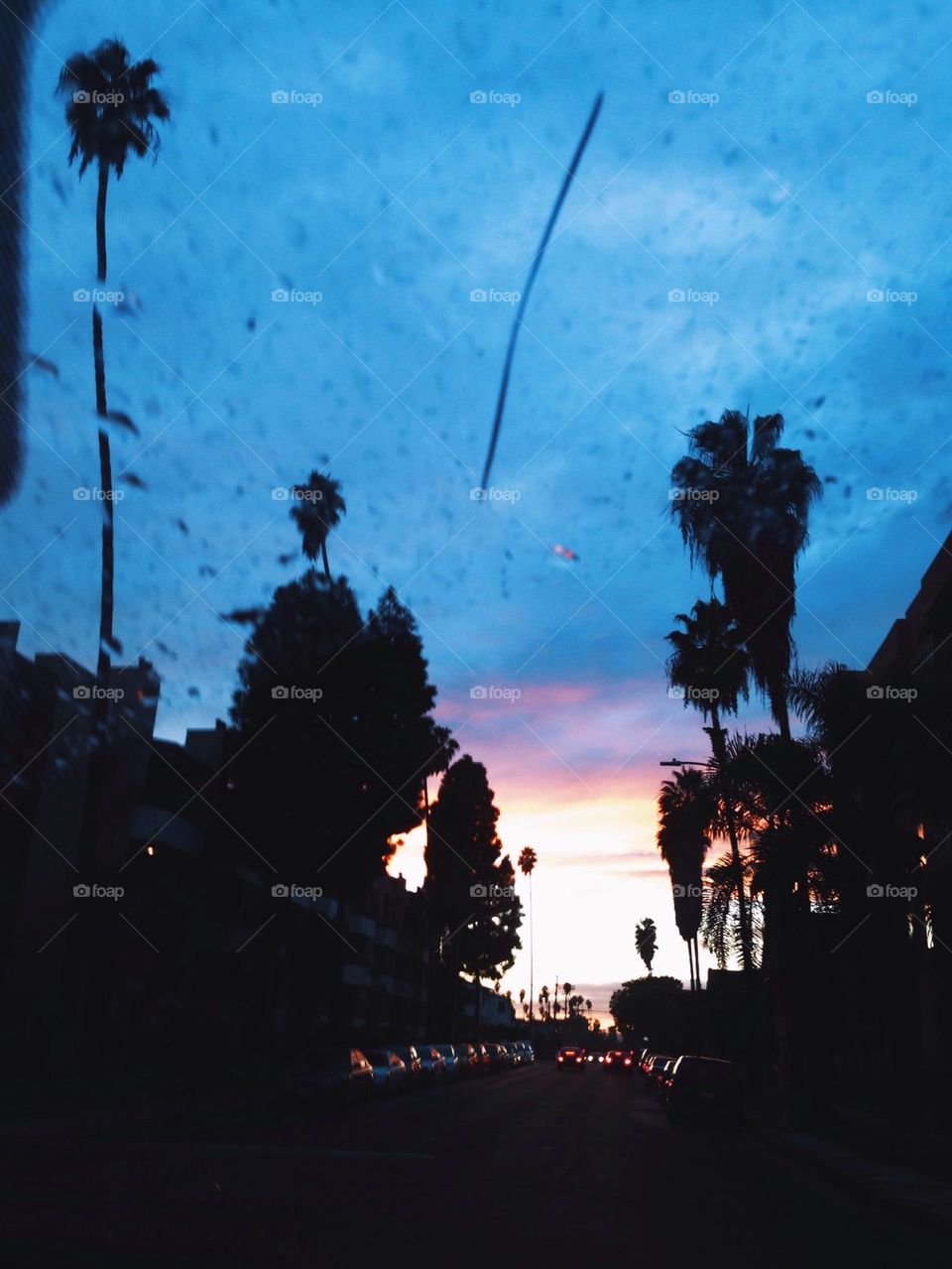 Rainy Sunset Street