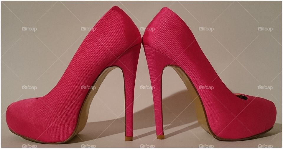 Bright pink high heels