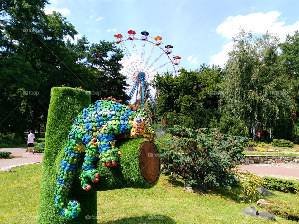 composition of a lizard in a recreation park in the city of Kiev