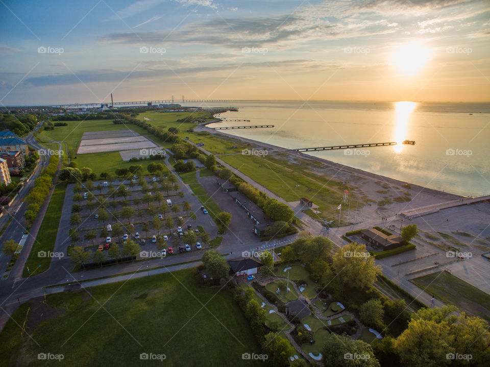 Aerial view of T-bryggan at Ribersborg in Malmö Sweden.