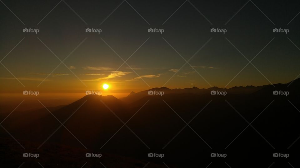 A beautiful mountain sunset in Tatry mountains, Slovakia