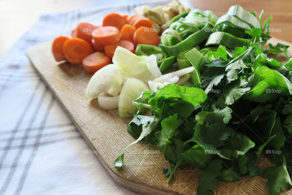 Cutted vegetables for soup 