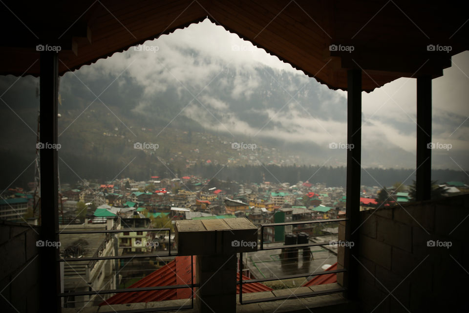 view from hotel room at Manali