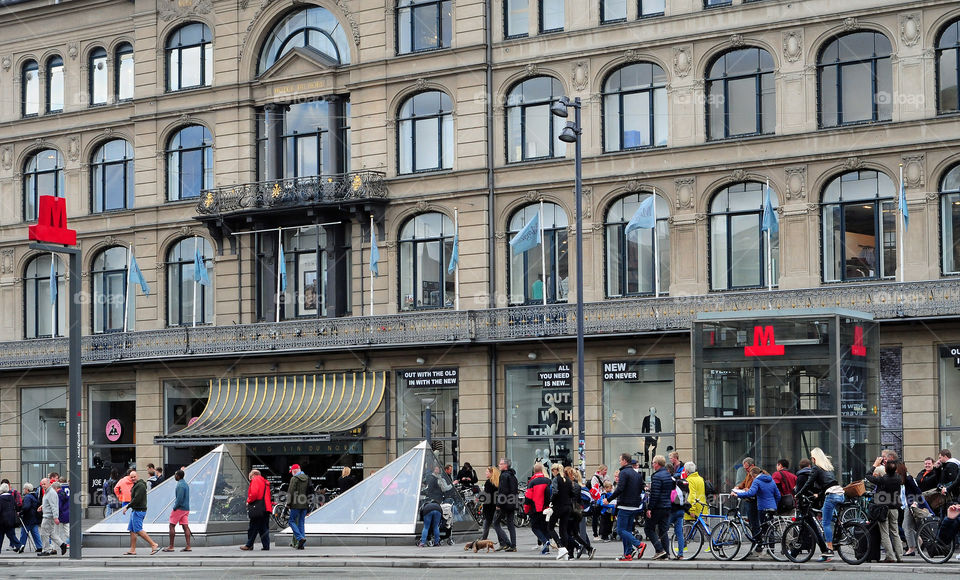 Busy street scene in Copenhagen. 