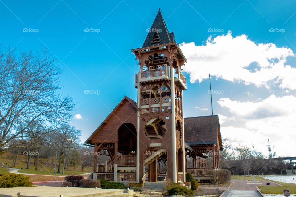 Wooden Building With Tower St.Charles IL 