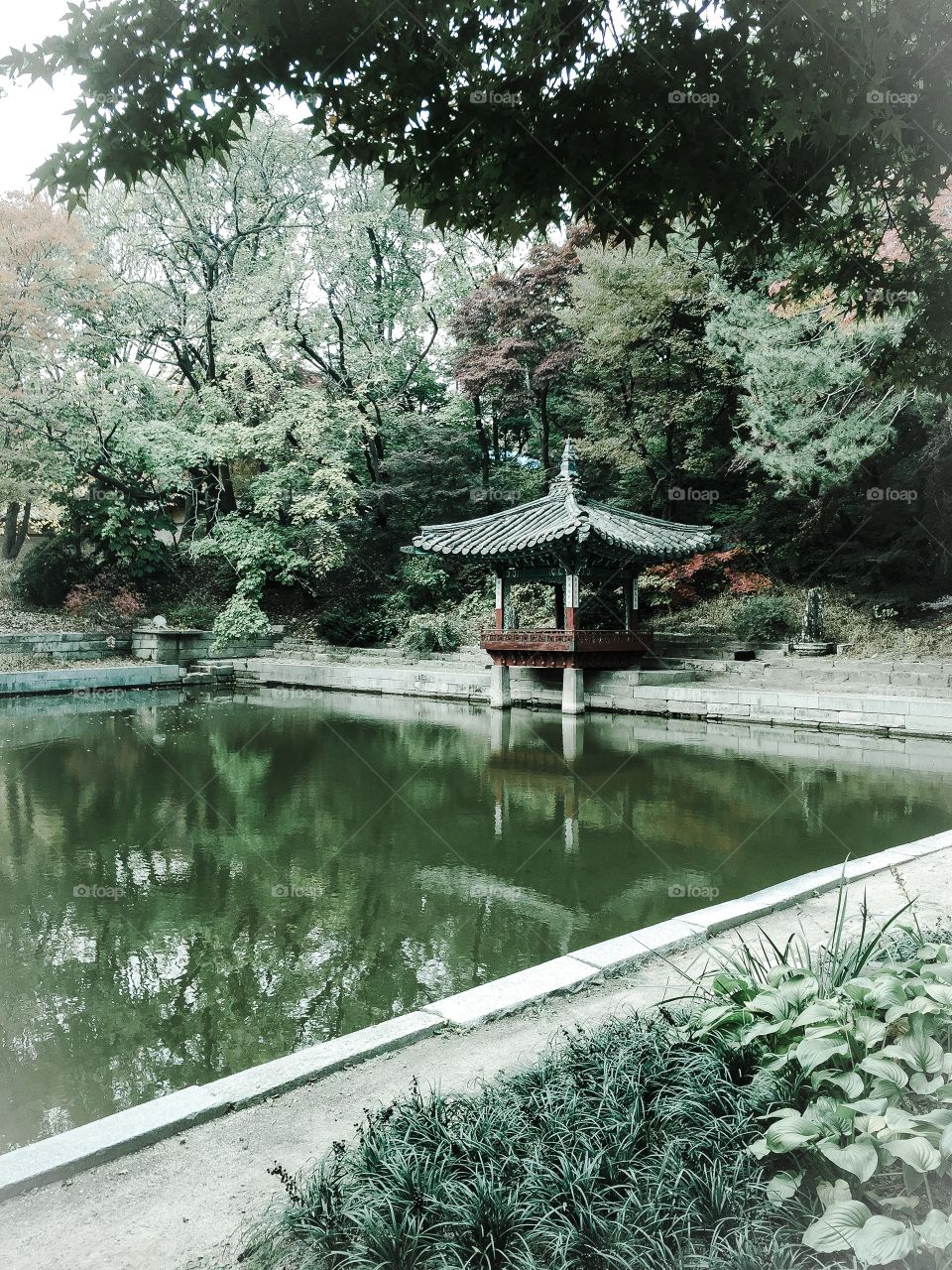 Black and white temple Korea 